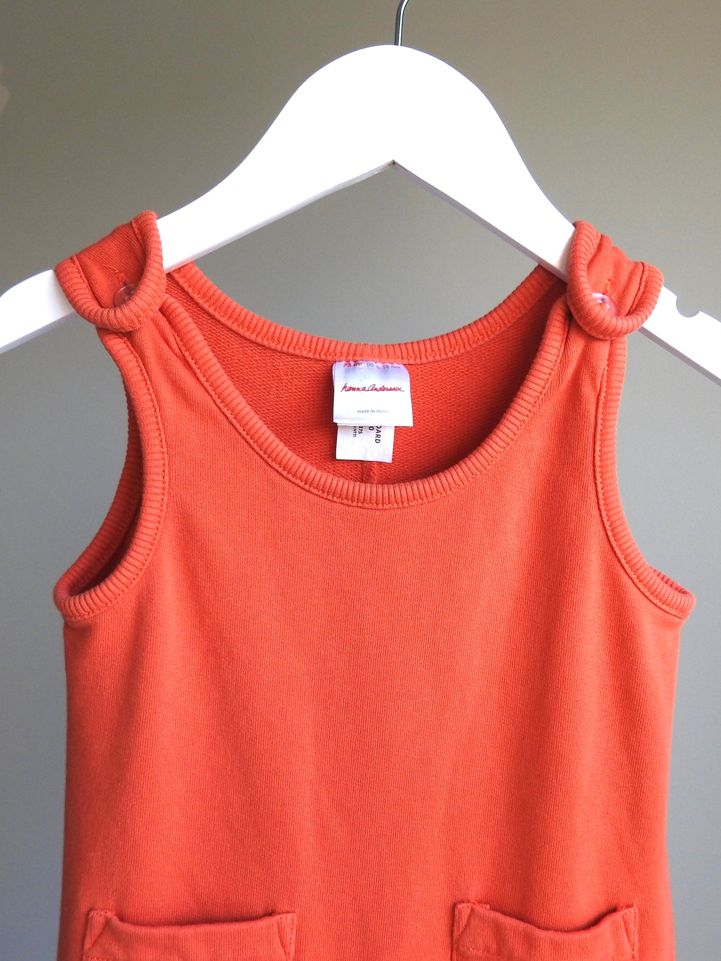 Hanna Andersson Orange French Terry Overalls 12-18M