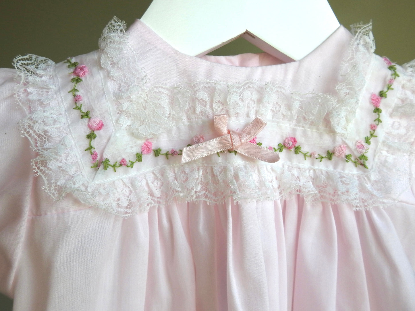 Vintage 80s/90s Alexis Pink Lace Gown 3-6M