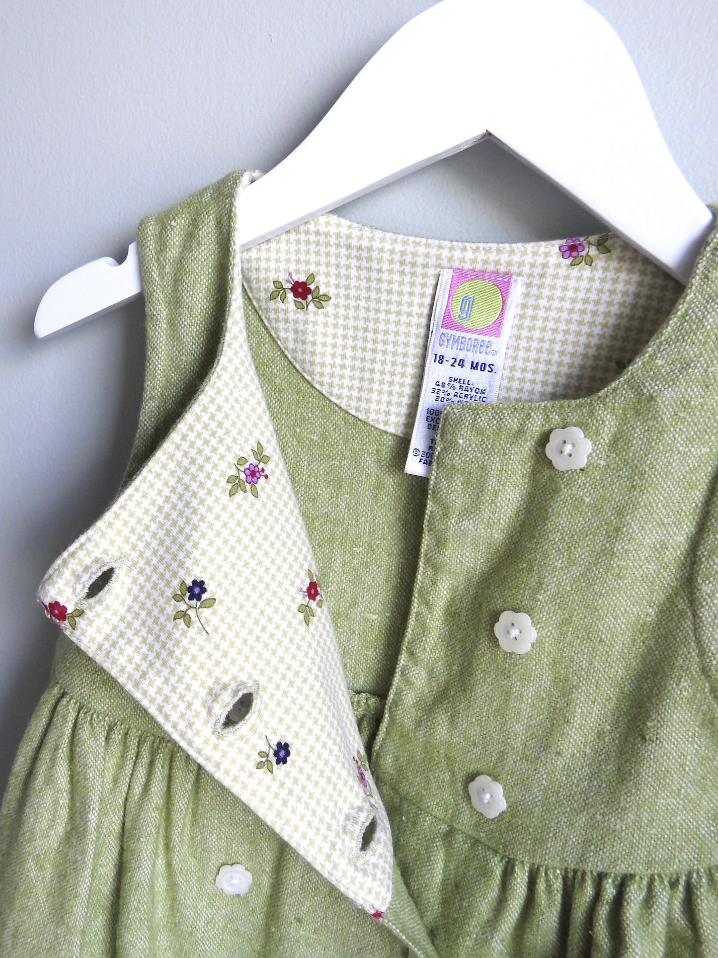 Vintage 2001 Gymboree Green Wool Dress (2 Pieces) 18-24M