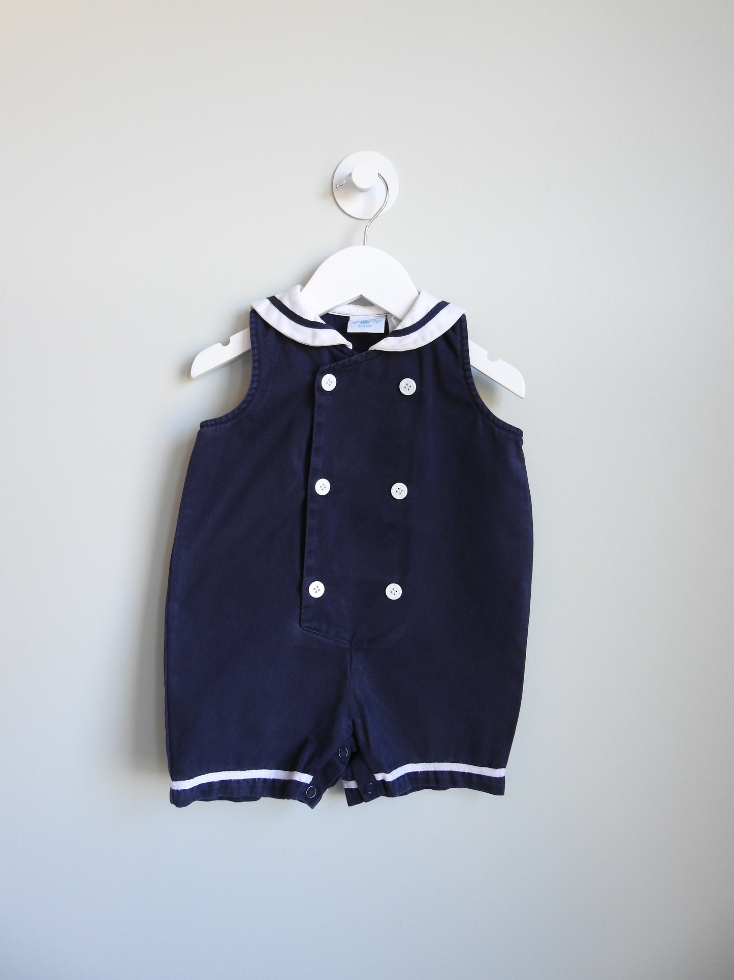 Vintage 80s/90s Hartstrings Baby Navy Sailor Romper 18M