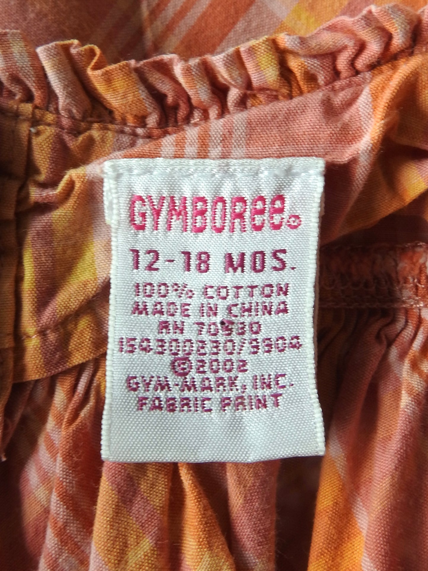 Vintage 2002 Gymboree Pink Orange Plaid Dress 12-18M