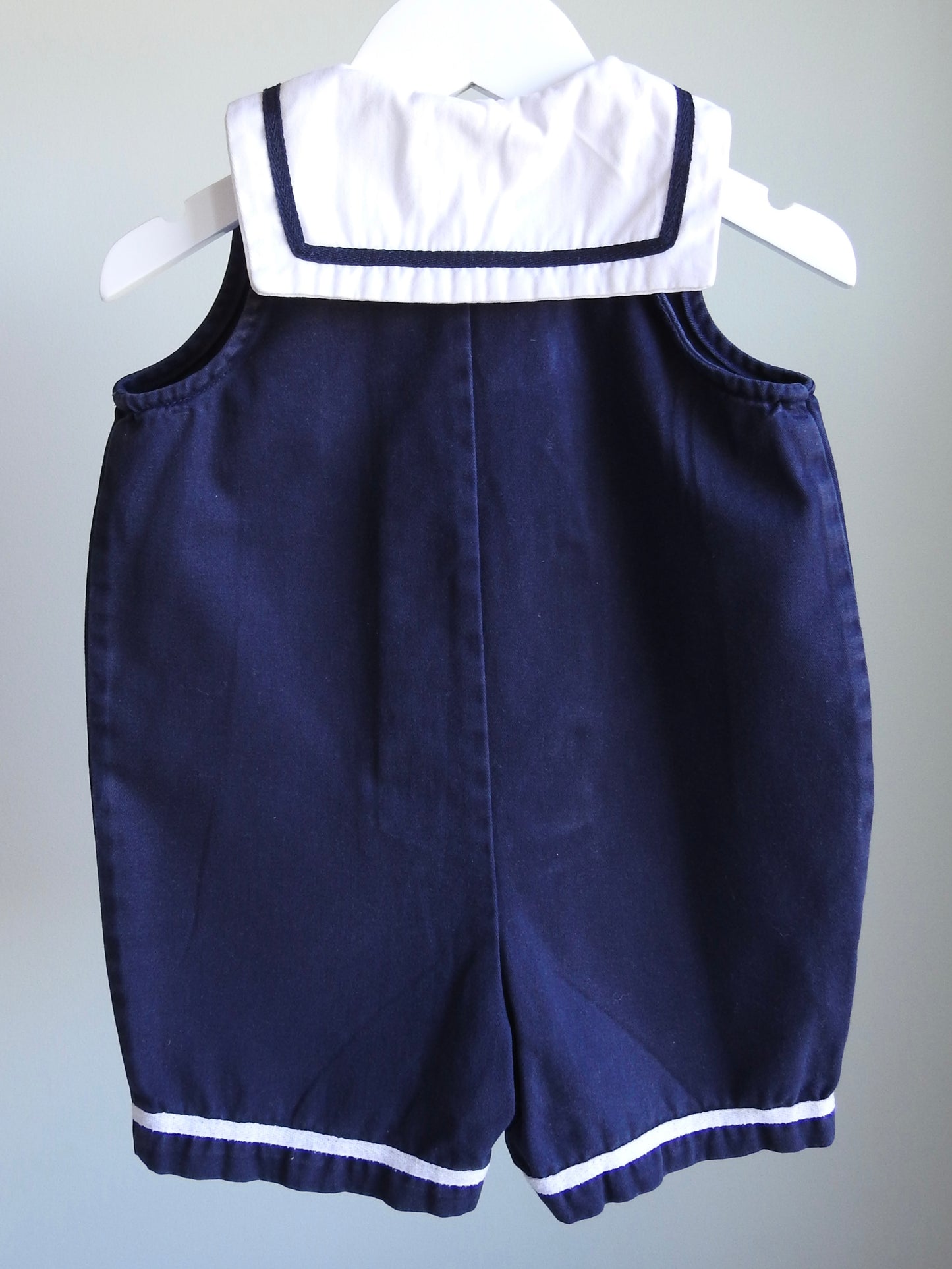 Vintage 80s/90s Hartstrings Baby Navy Sailor Romper 18M