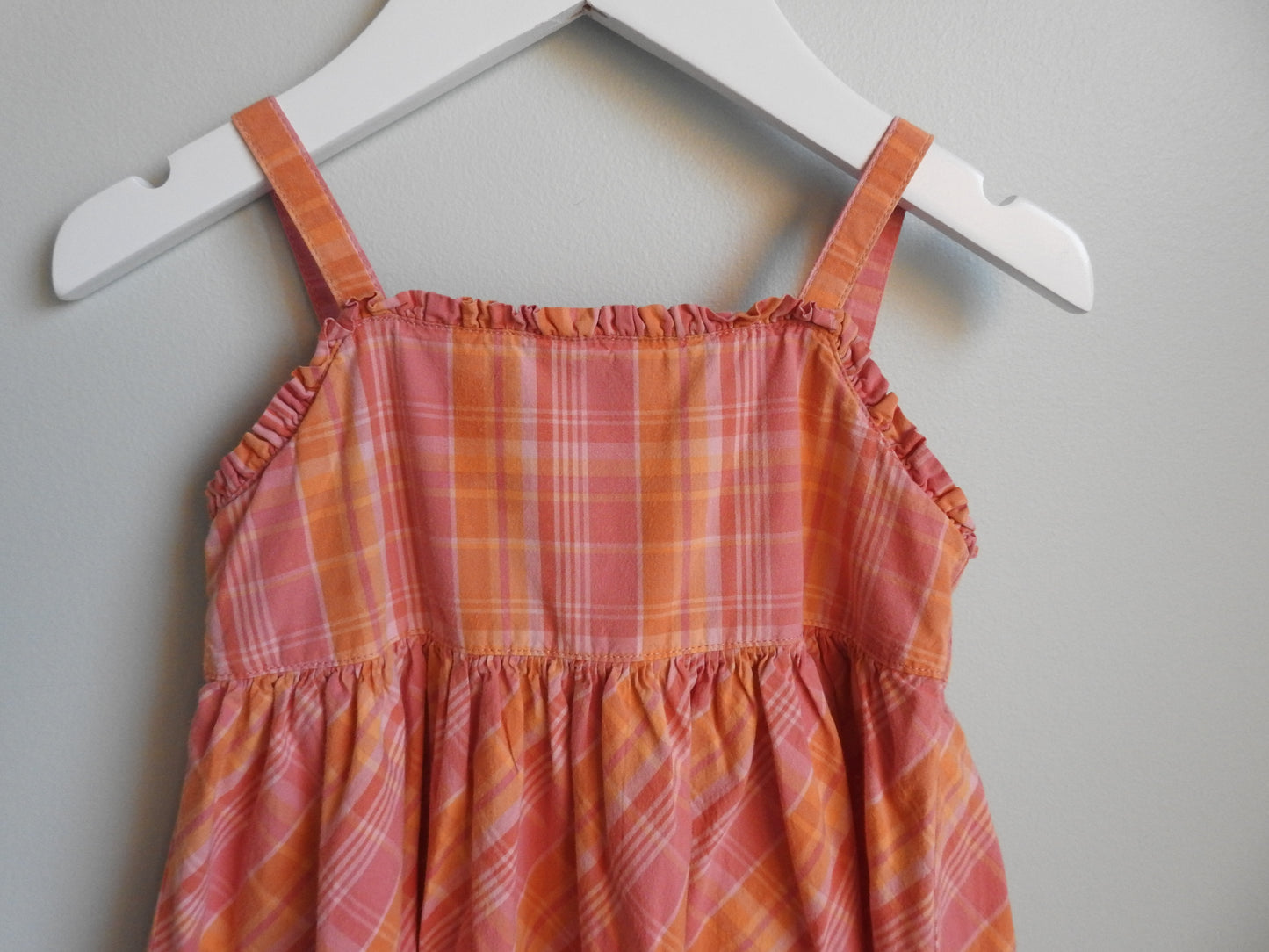 Vintage 2002 Gymboree Pink Orange Plaid Dress 12-18M