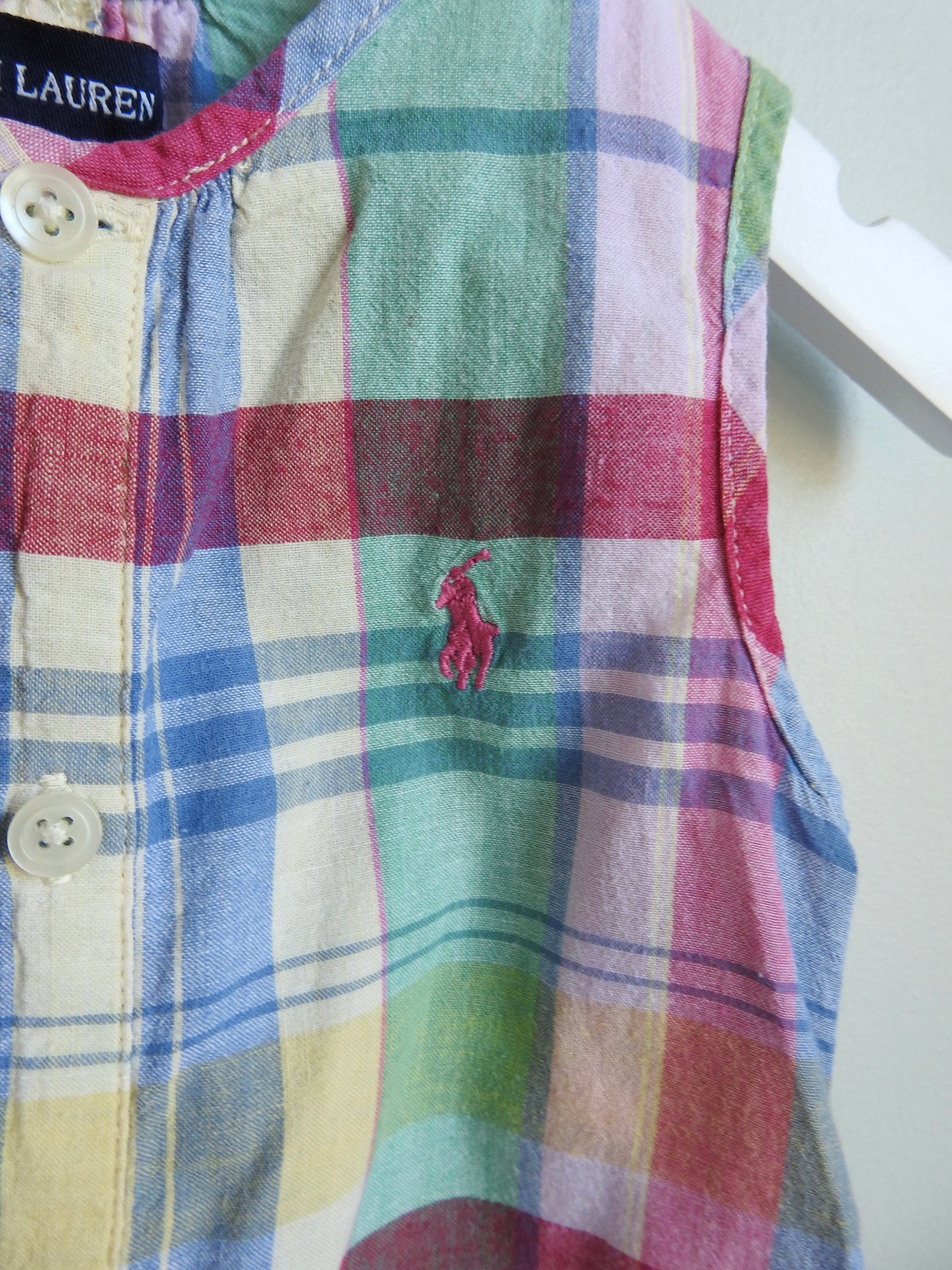 Vintage 90s/00s Ralph Lauren Multicolor Plaid Romper 12-18M