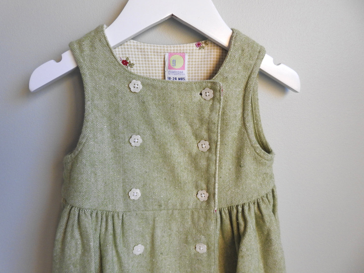 Vintage 2001 Gymboree Green Wool Dress (2 Pieces) 18-24M
