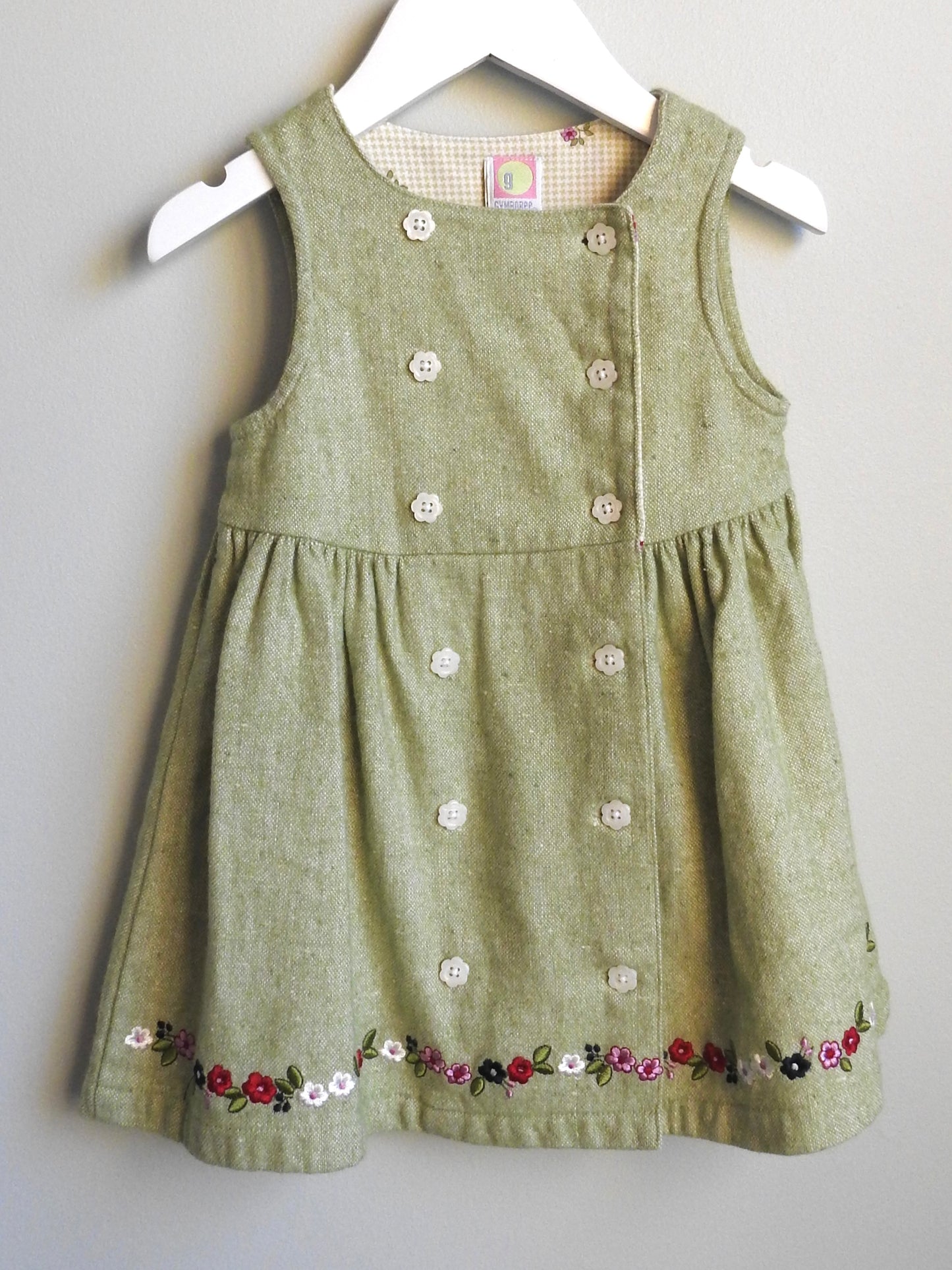 Vintage 2001 Gymboree Green Wool Dress (2 Pieces) 18-24M