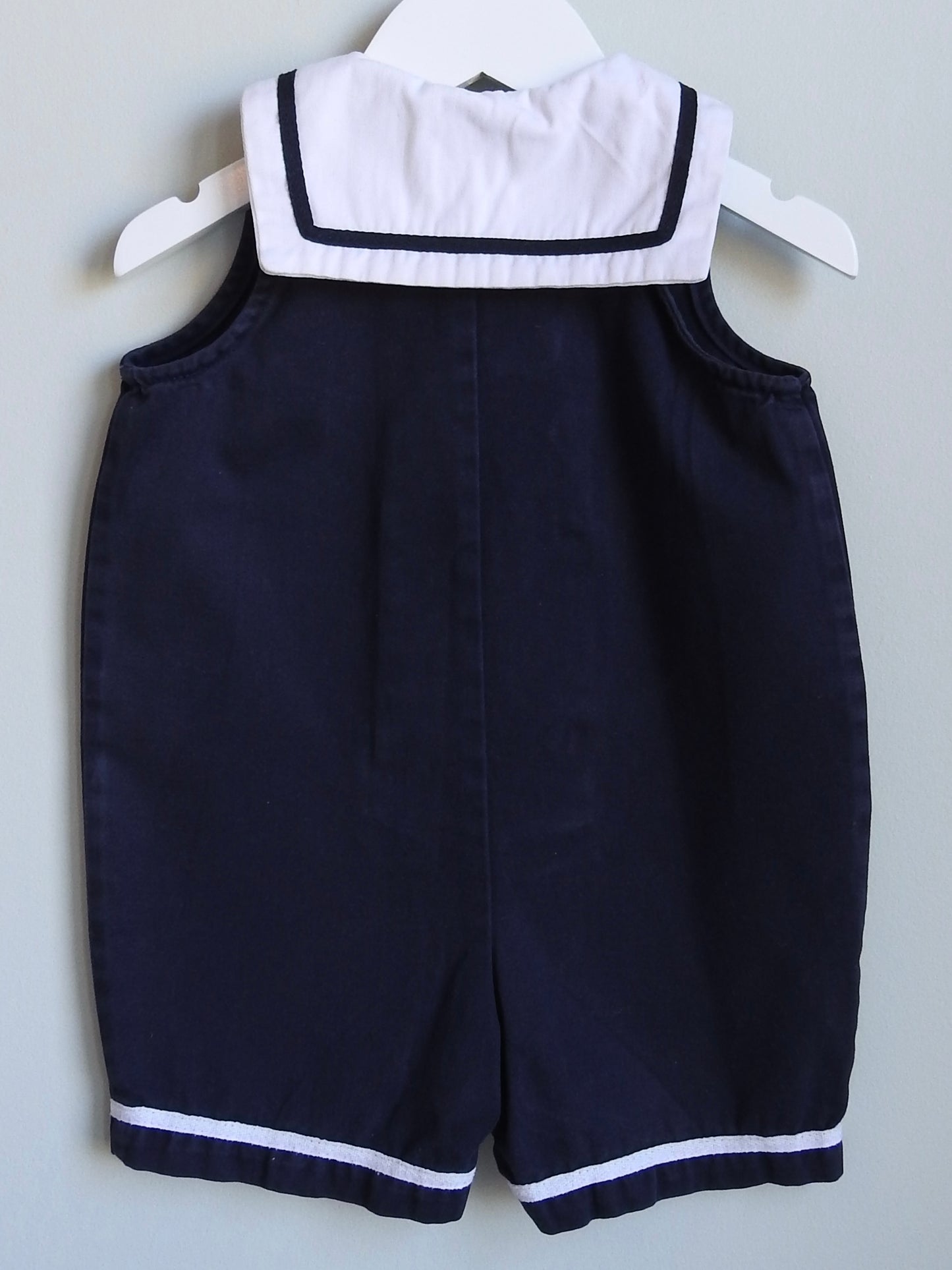 Vintage 80s/90s Hartstrings Baby Navy Sailor Romper 18M