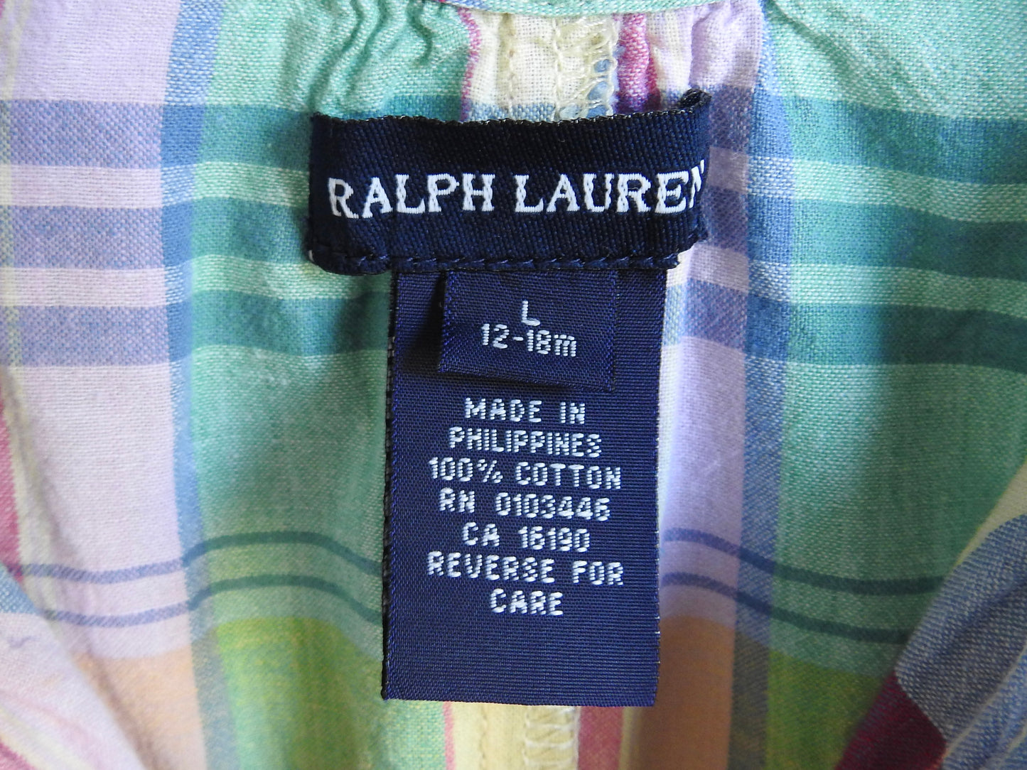 Vintage 90s/00s Ralph Lauren Multicolor Plaid Romper 12-18M