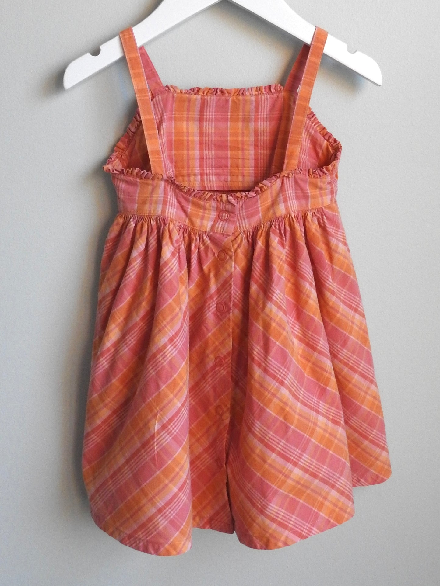 Vintage 2002 Gymboree Pink Orange Plaid Dress 12-18M
