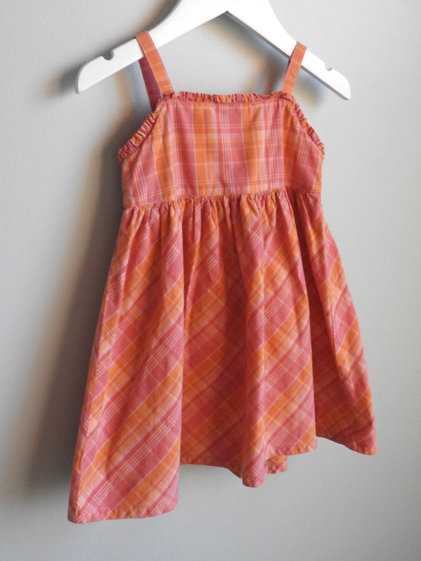 Vintage 2002 Gymboree Pink Orange Plaid Dress 12-18M