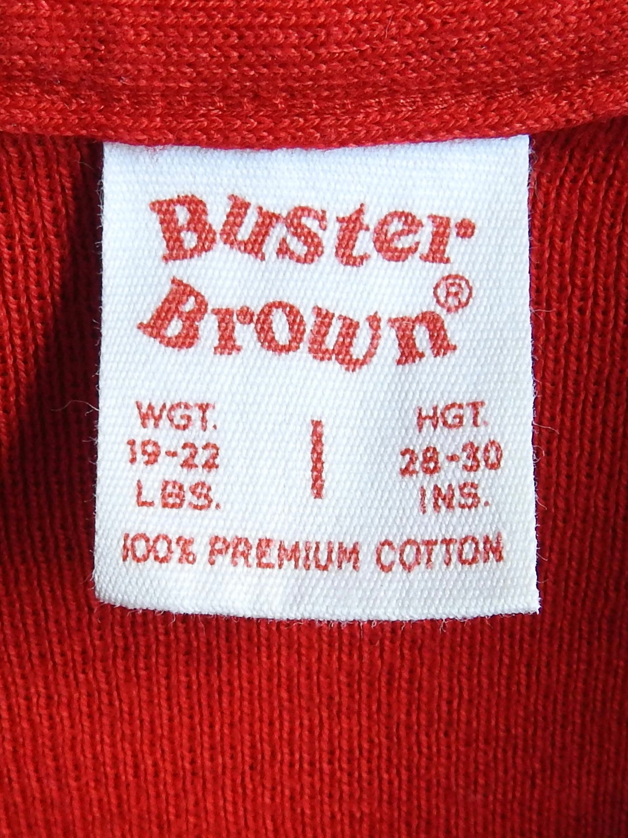 Vintage 70s/80s Buster Brown Red Long Sleeve Shirt 6-12M