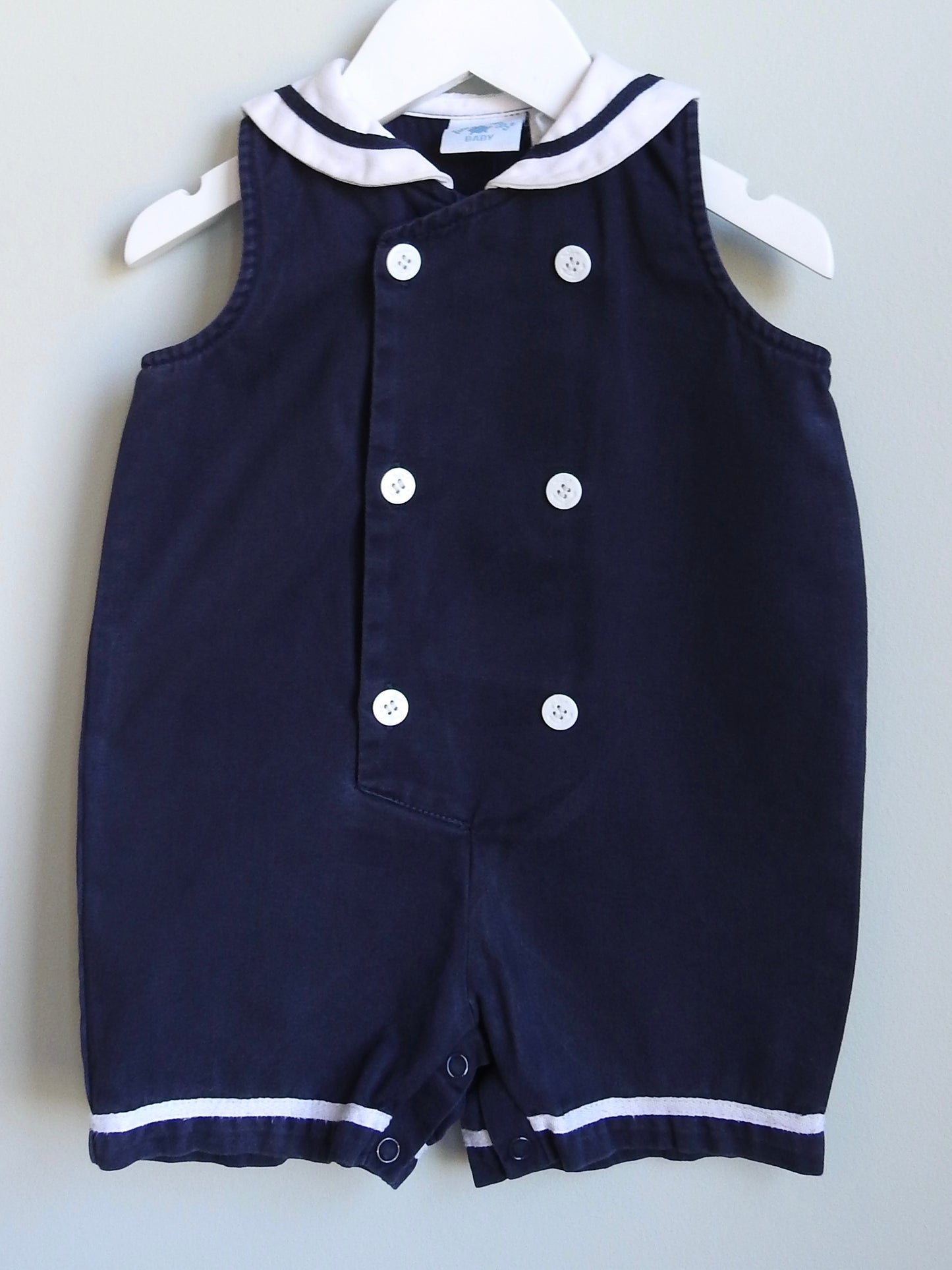 Vintage 80s/90s Hartstrings Baby Navy Sailor Romper 18M