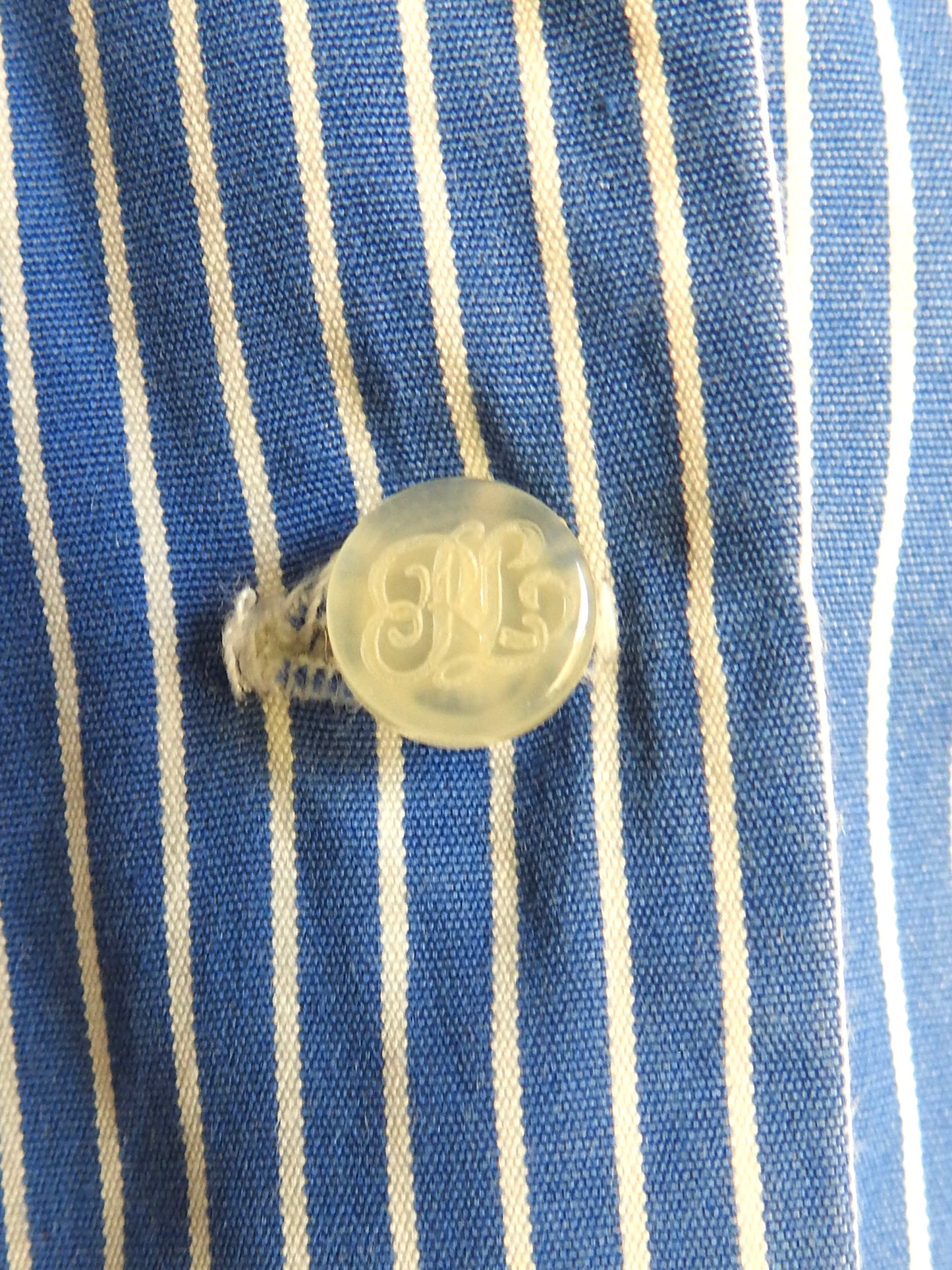 Vintage 90s/00s Ralph Lauren Blue Striped Smocked Dress (2 Piece Set) 12M