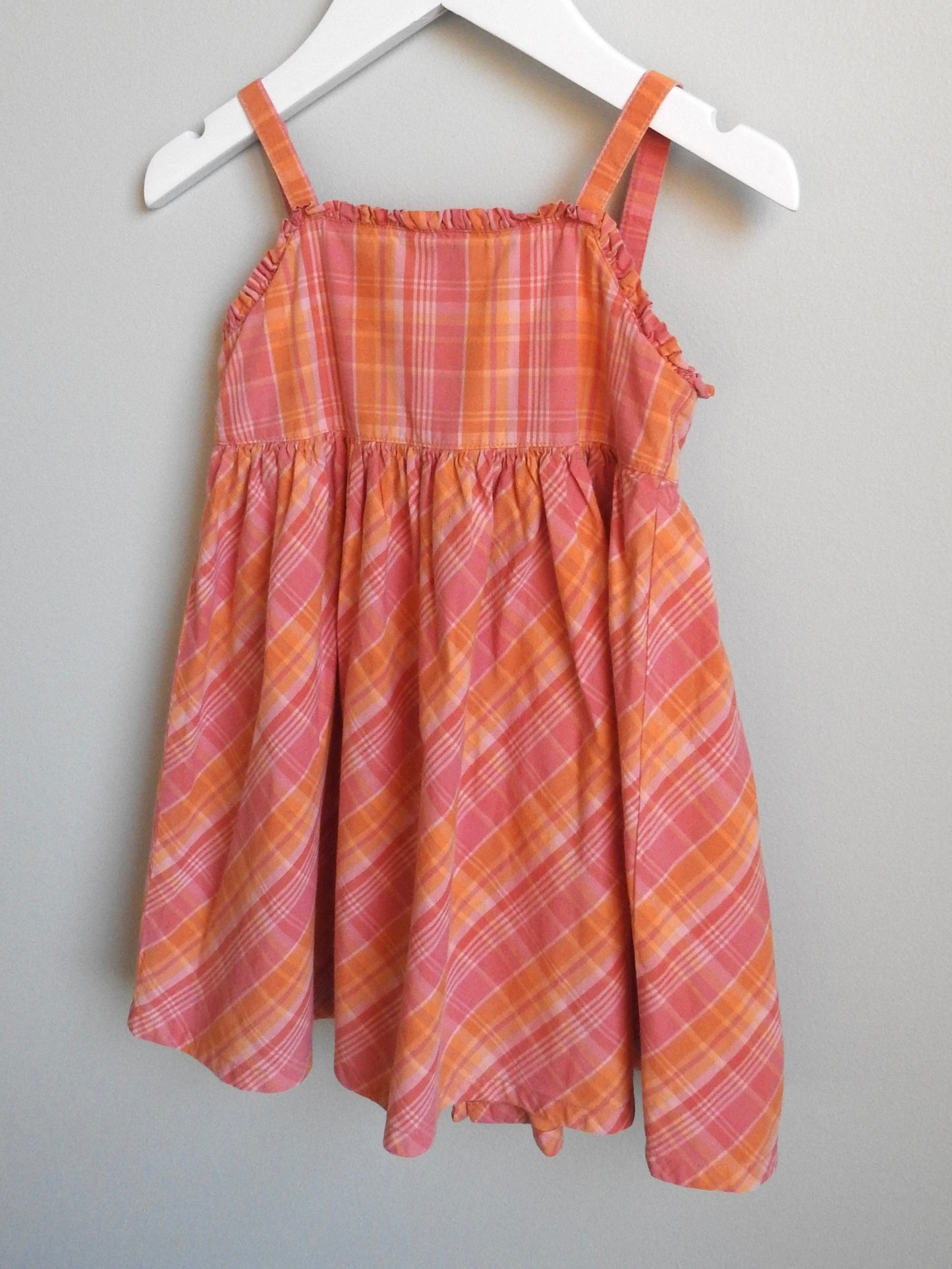 Vintage 2002 Gymboree Pink Orange Plaid Dress 12-18M