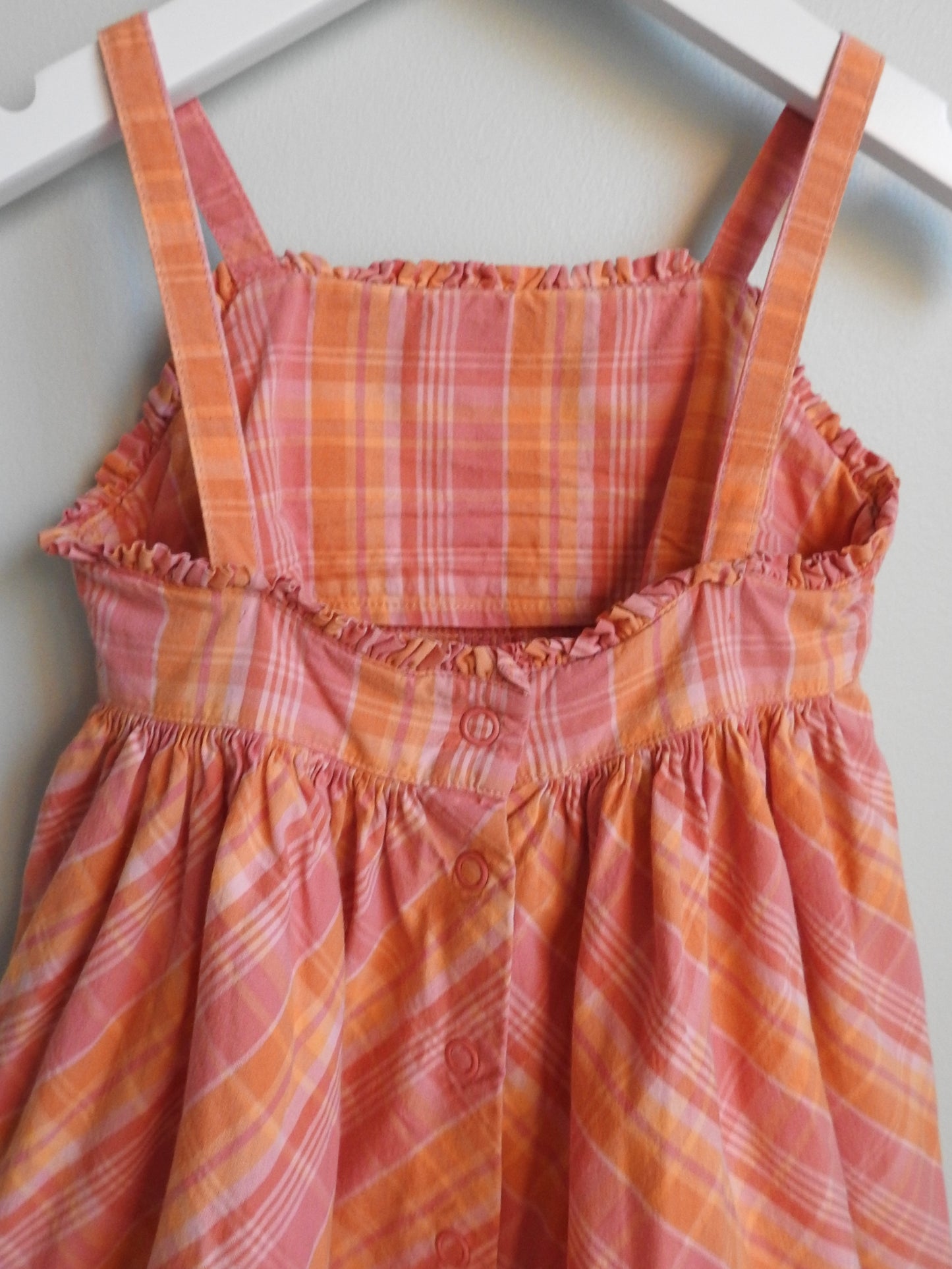 Vintage 2002 Gymboree Pink Orange Plaid Dress 12-18M
