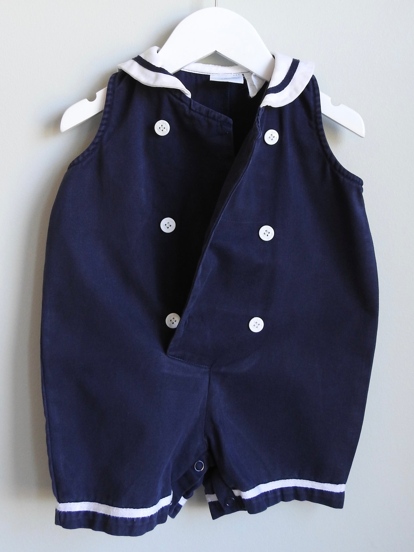 Vintage 80s/90s Hartstrings Baby Navy Sailor Romper 18M