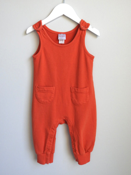 Hanna Andersson Orange French Terry Overalls 12-18M