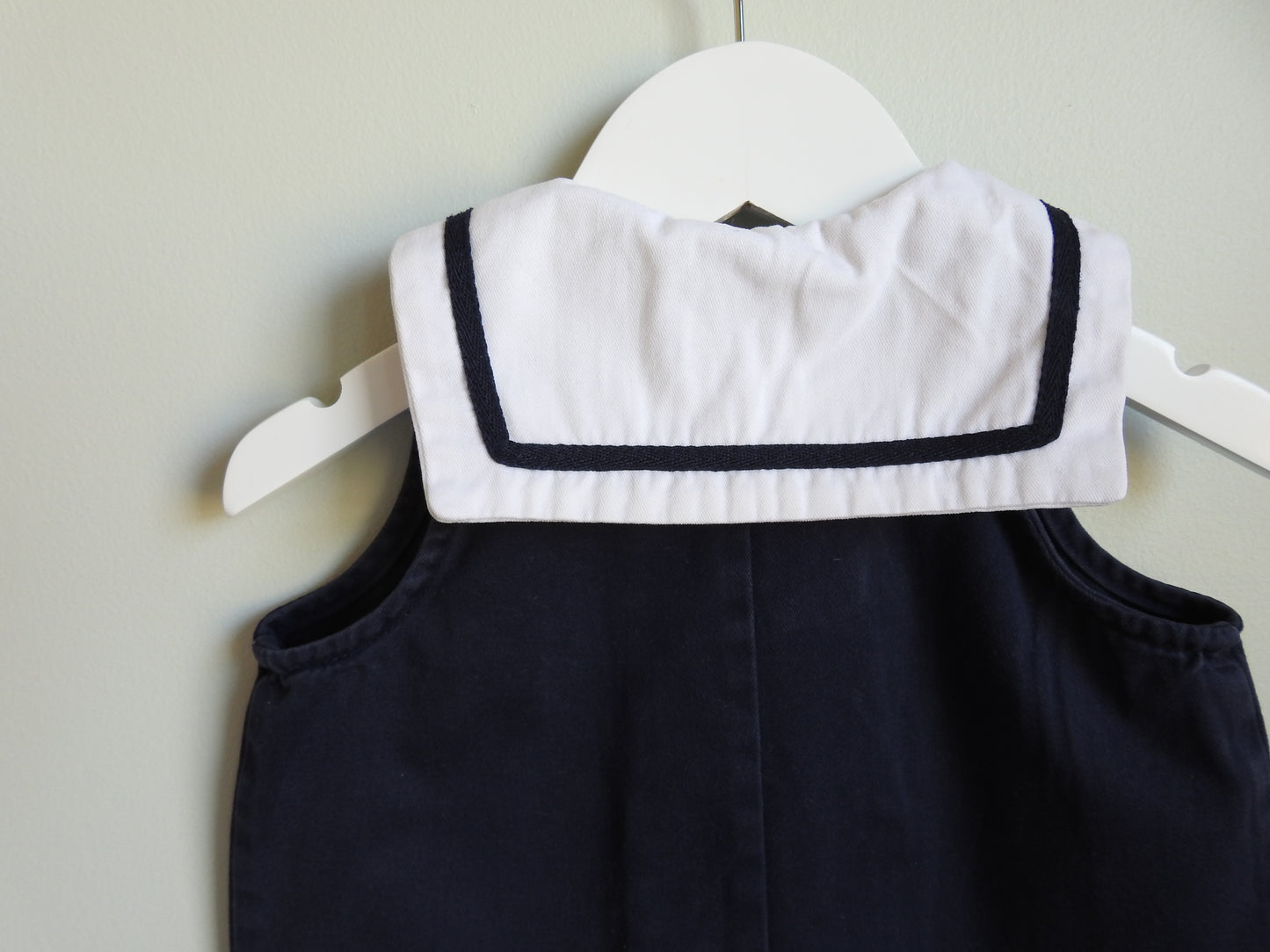 Vintage 80s/90s Hartstrings Baby Navy Sailor Romper 18M