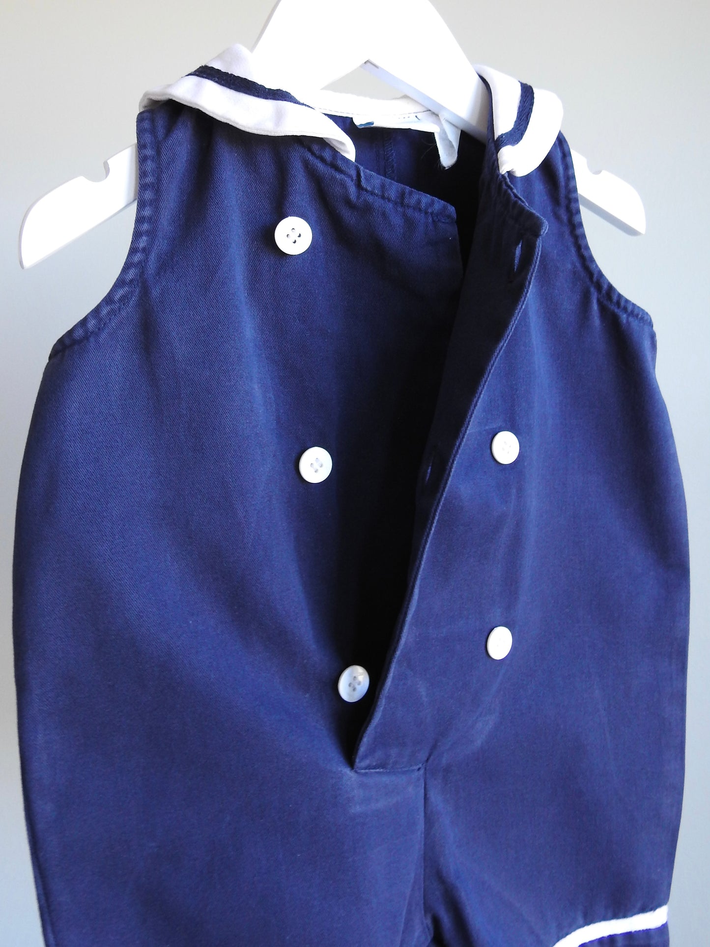 Vintage 80s/90s Hartstrings Baby Navy Sailor Romper 18M