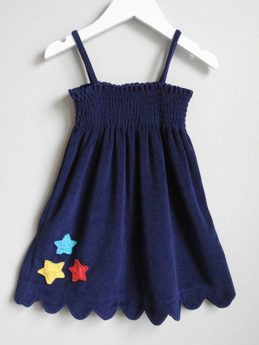 Hanna Andersson Navy Terry Dress with Stars 3Y