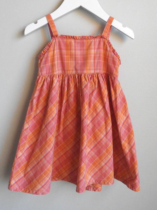 Vintage 2002 Gymboree Pink Orange Plaid Dress 12-18M