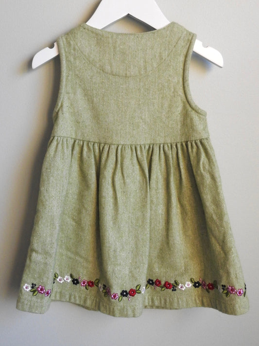 Vintage 2001 Gymboree Green Wool Dress (2 Pieces) 18-24M